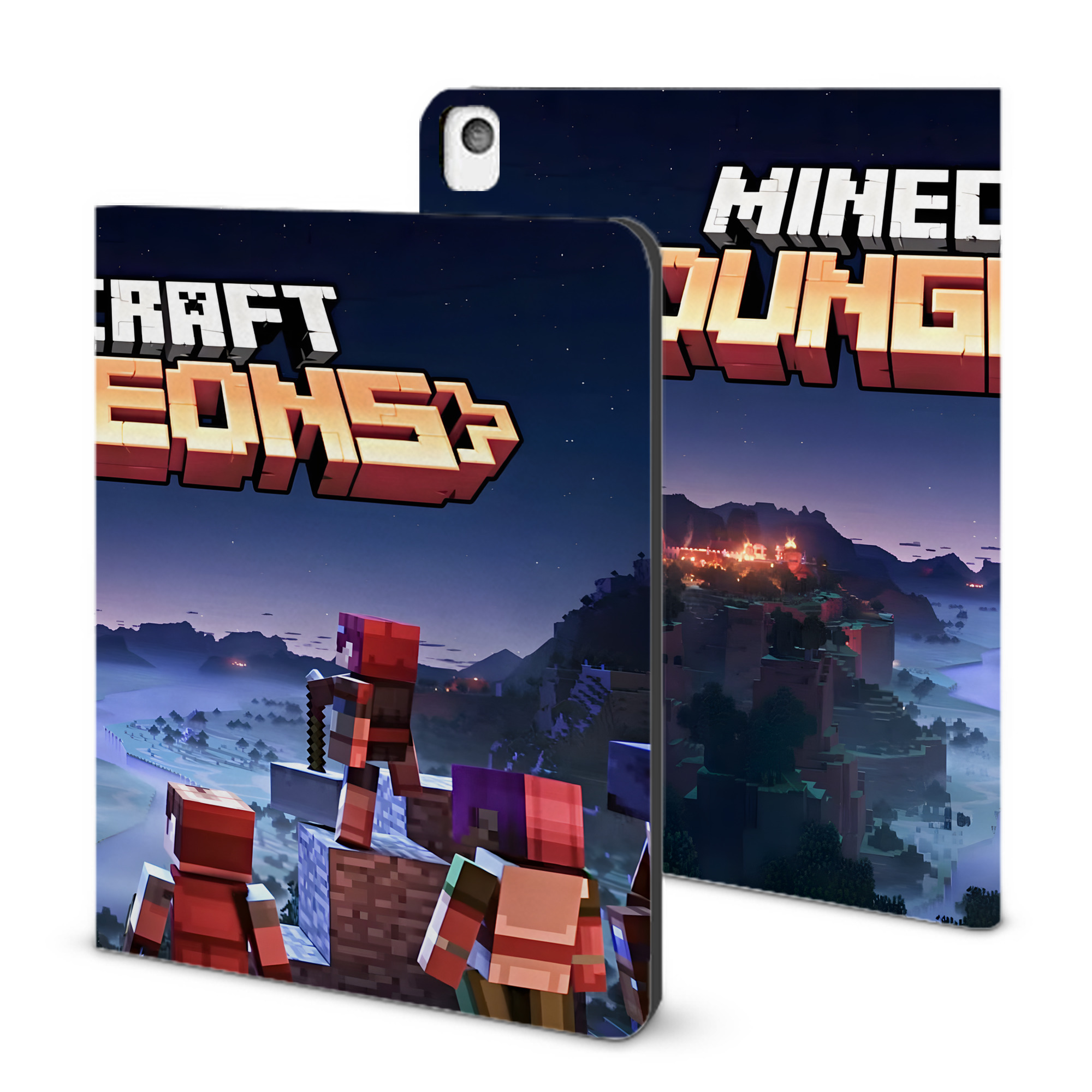 （画像用） マインクラフト ブロックの世界 Minecraft MC Block world IPadケース ペンホルダー付き ブックスタイルデザイン